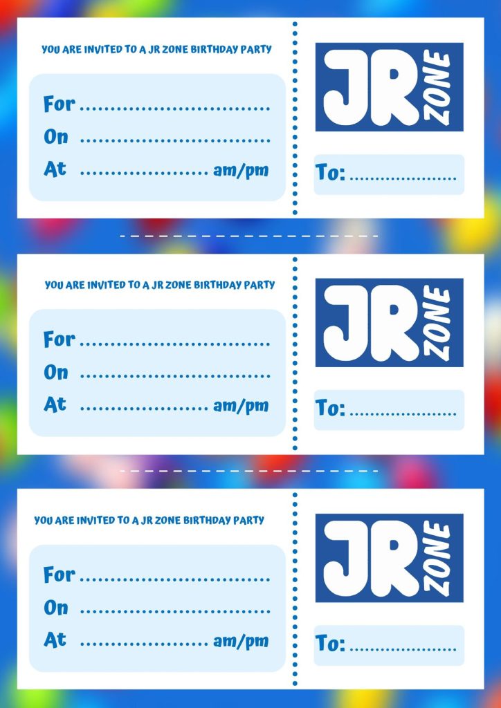 JR Zone Party Invites
